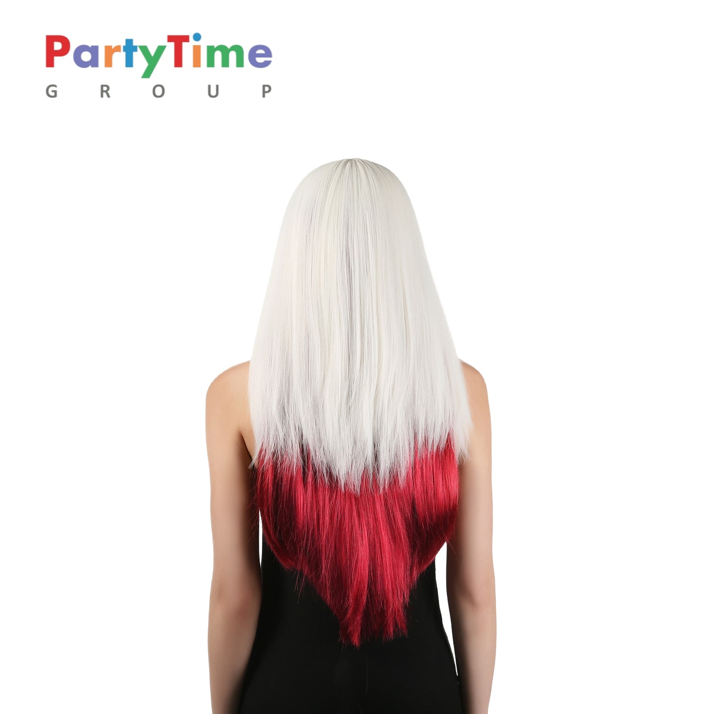 PARTYTIME Purple Plum Inc. Haku - Fade Snow White to Scarlet Red Wig 28'' Long Straight Layered