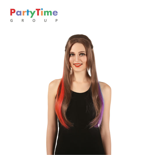 PARTYTIME Mermaid Color Long Wavy Wig Rainbow Wig