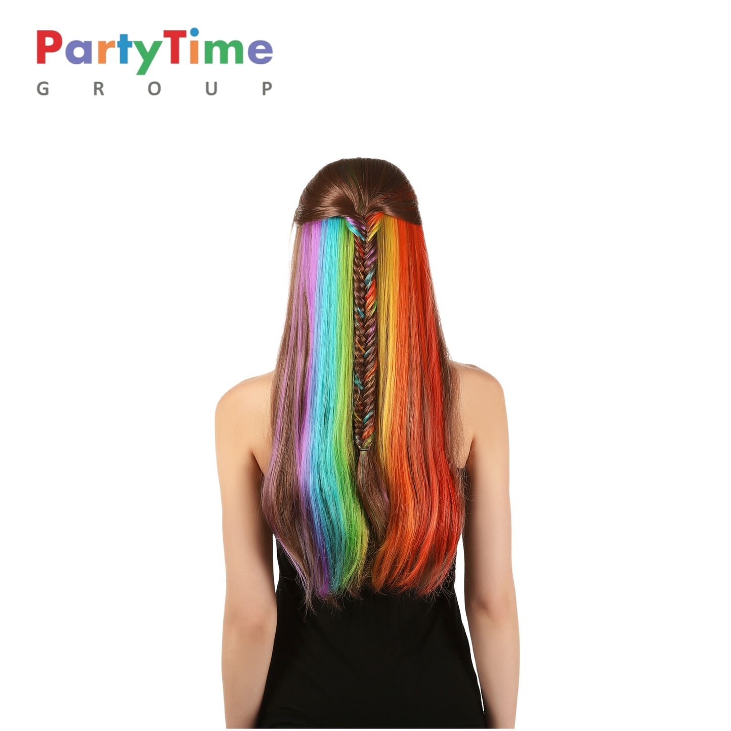 PARTYTIME Mermaid Color Long Wavy Wig Rainbow Wig