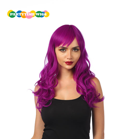 PARTYTIME LONG CURLY SYNTHETIC FIBER PURPLE COLOR LADY WIGS