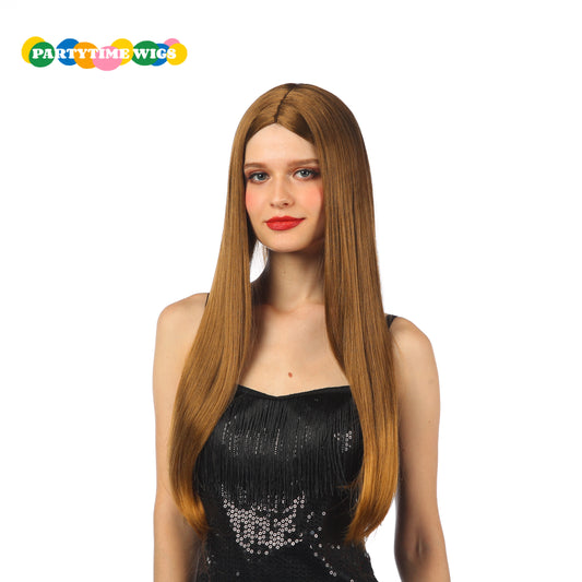 PARTYTIME LONG STRAIGHT SYNTHETIC FIBER BROWN COLOR LADY WIGS