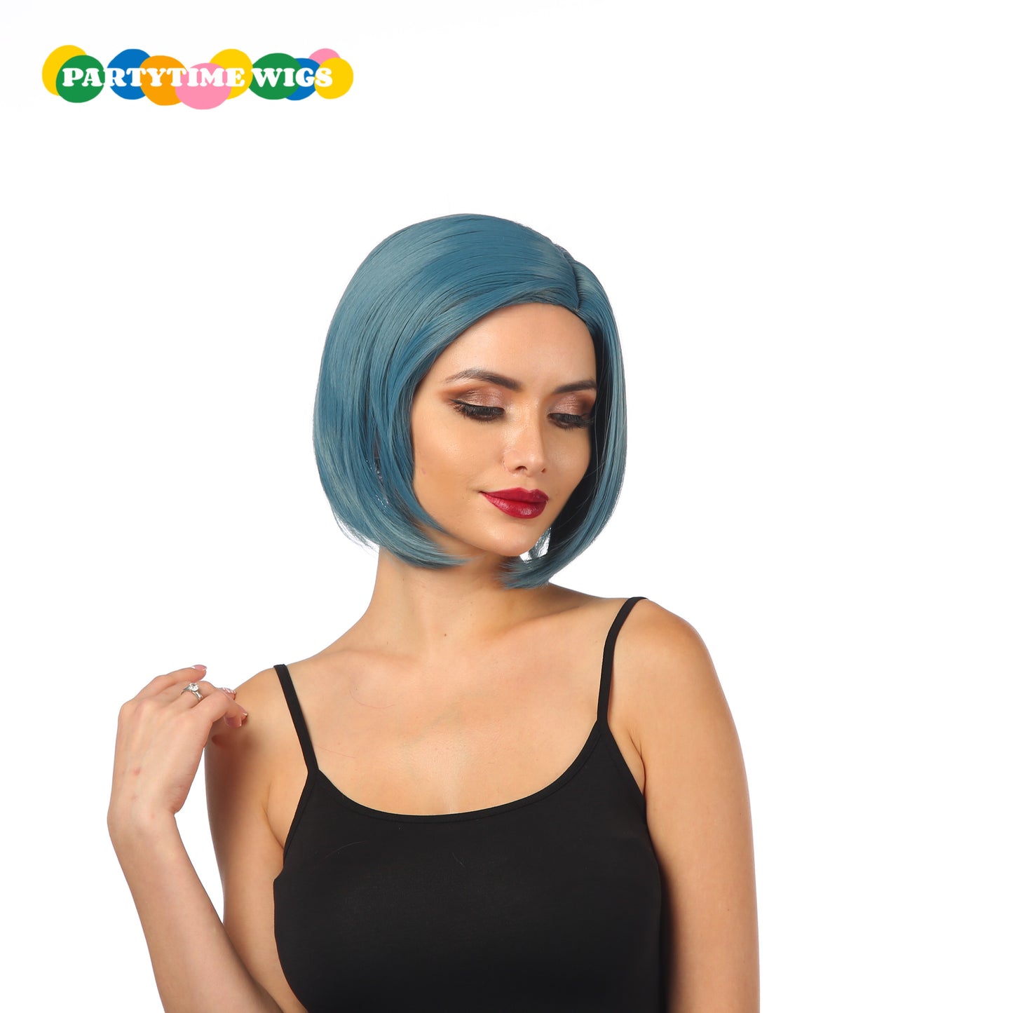 PARTYTIME HALLOWEEN STYLE SHORT SYNTHETIC FIBER BLUE COLOR LADY WIGS