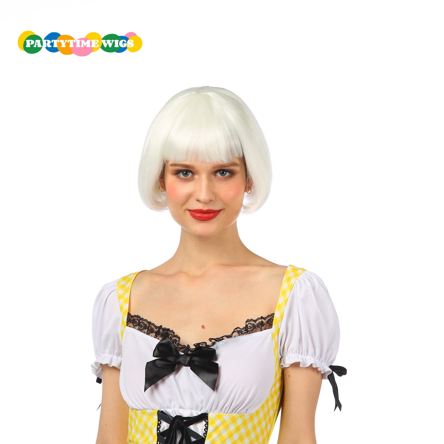 PARTYTIME SHORT BOB SYNTHETIC FIBER WHITE COLOR LADY WIGS