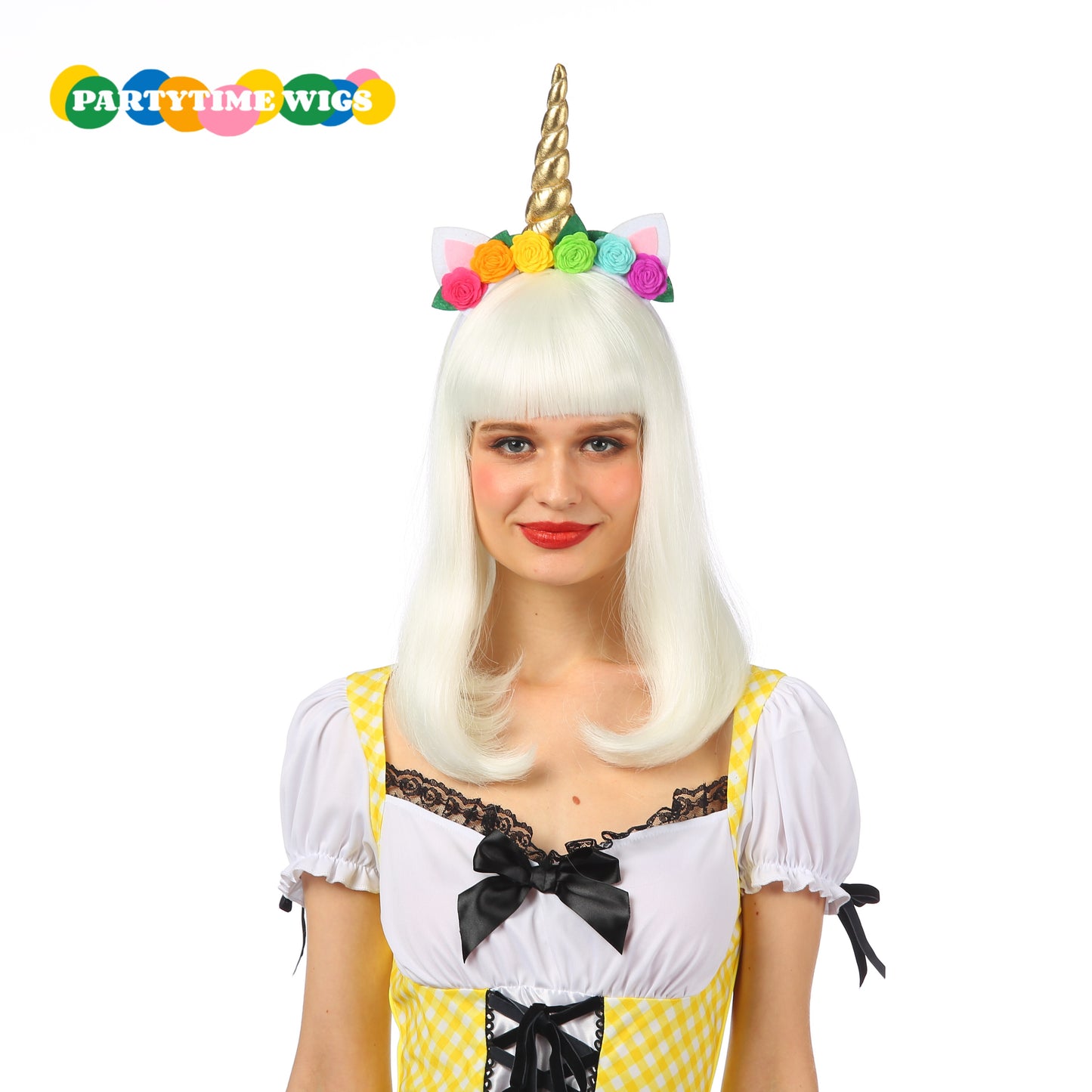 PARTYTIME UNICORN SYNTHETIC FIBER WHITE COLOR LADY WIGS