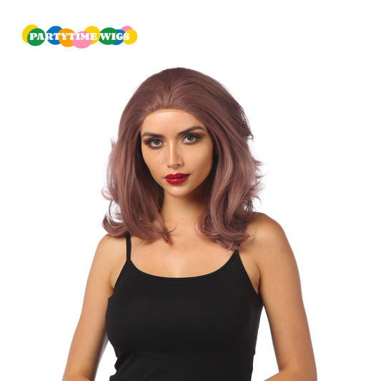 PARTYTIME SEXY STYLE SHORT CURLY SYNTHETIC FIBER DUSTY PINK COLOR LADY WIGS