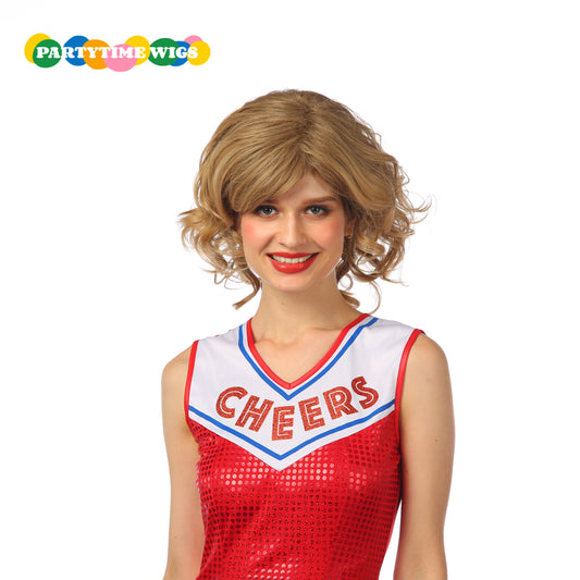 PARTYTIME CHEERS SHORT SYNTHETIC FIBER BROWN MIX BLONDE COLOR LADY WIGS